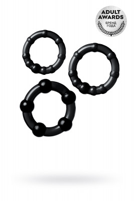 Набор колец TOYFA A-toys, TPE, черные,  3,5/3/2 см