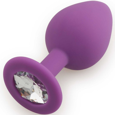 Play Secrets Silicone Butt Plug Medium, фиолетовый/прозрачный. Средняя анальная пробка, из силикона с кристаллом арт.39782