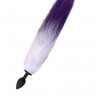 Анальная втулка с бело-фиолетовым хвостом POPO Pleasure by TOYFA, M, силикон, черная, 45 см,  3,3 с