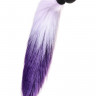 Анальная втулка с бело-фиолетовым хвостом POPO Pleasure by TOYFA, M, силикон, черная, 45 см,  3,3 с