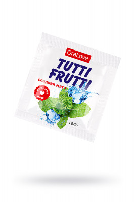 Съедобная гель-смазка TUTTI-FRUTTI для орального секса со вкусом сладкой мяты 4г по 20 шт в упаковке