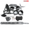 КОМПЛЕКТ (наручники, оковы, ошейник с поводком, верёвка, фиксатор, плётка, кляп, маска, зажимы для сосков, щекоталка) серебро арт. NTB-80470