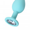 Анальная втулка ToDo by Toyfa Brilliant, силикон, голубой, с белым кристаллом, 7 см,  2,8 см, 26 г