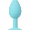 Анальная втулка ToDo by Toyfa Brilliant, силикон, голубой, с белым кристаллом, 7 см,  2,8 см, 26 г