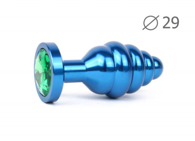 Втулка анальная "blue plug small" (синяя), l 71 мм d 29 мм, вес 60г, цвет кристалла зелёный арт. abl-07-s