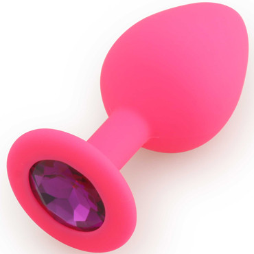 Play Secrets Silicone Butt Plug Medium, розовый/фиолетовый. Средняя анальная пробка, из силикона с кристаллом
