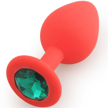 Play Secrets Silicone Butt Plug Medium, красный/темно-зеленый. Средняя анальная пробка, из силикона с кристаллом