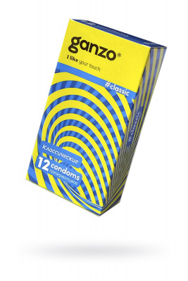 Презервативы Ganzo, classic, классические, латекс, двойная смазка, 18,5 см, 5,2 см, 12 шт.