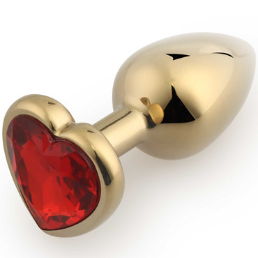 Play Secrets Anal Plug Heart Shape Small, золотой/красный. Малая анальная пробка с кристаллом в форме сердца