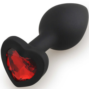 Play Secrets Silicone Butt Plug Heart Shape Small, черный/красный. Малая анальная пробка с кристаллом в форме сердца арт.29950