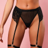 Женские трусики с поясом и гартерами L/XL Black