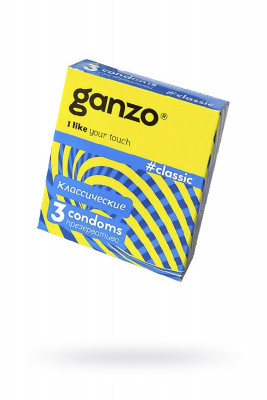 Презервативы Ganzo, classic, классические, латекс, двойная смазка, 18,5 см, 5,2 см, 3 шт.