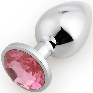 Play Secrets Rosebud Butt Plug Large, серебристый/розовый. Большая анальная пробка с кристаллом