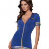 Костюм стюардессы SoftLine Collection Stewardess (платье и головной убор), синий, M/L