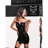 Платье Glossy Nelly с кружевом из материала Wetlook, черное, L