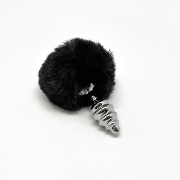 Анальная пробка Metal Anal Fluffly Twist Plug S Black 70391AL