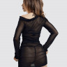 Комплект Glossy Sheril платье сетка, лиф и трусики из материала Wetlook, черный, L