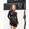 Комплект Glossy Sheril платье сетка, лиф и трусики из материала Wetlook, черный, L