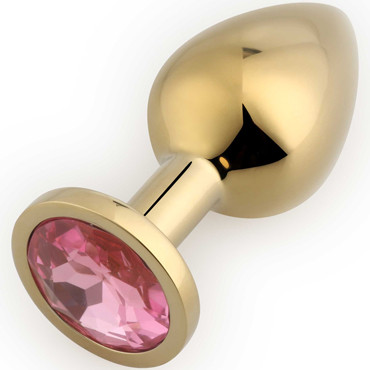 Play Secrets Rosebud Butt Plug Medium, золотой/розовый. Средняя анальная пробка с кристаллом