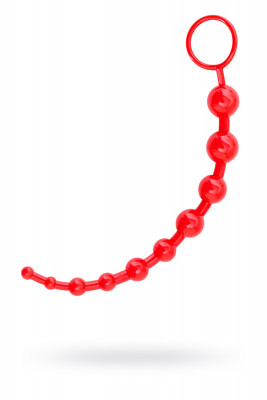 Анальная цепочка Black & Red by TOYFA, ПВХ, красная, 31 см,  3 см