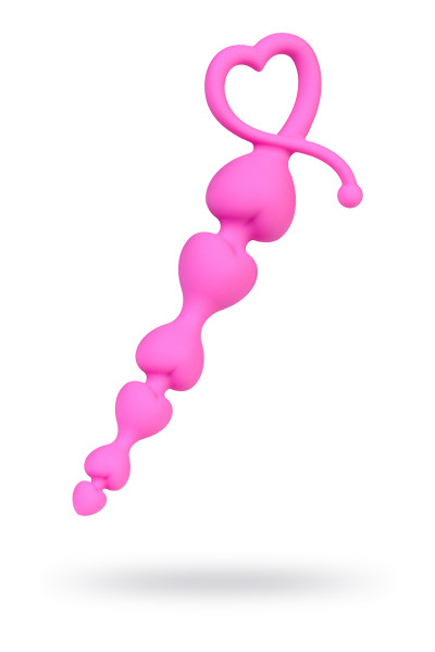 Анальная цепочка Штучки-дрючки, силикон, розовая, 18,5 см,  3,1 см