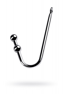 Крюк анальный с двумя шарами, TOYFA Metal, металл, серебряный, 41 см