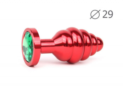 Втулка анальная "red plug small" (красная), l 71 мм d 29 мм, вес 60г, цвет кристалла зелёный арт. ar-07-s