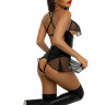 Боди SABRINA из материала Wetlook с интимным доступом и открытым декольте, черное, L