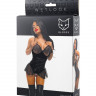 Боди SABRINA из материала Wetlook с интимным доступом и открытым декольте, черное, L