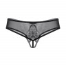 Трусики с кружевной вставкой открытые SoftLine Collection, черный, S/M