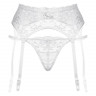 Пояс для чулок и стринги SoftLine Collection кружевные, белый, M/L
