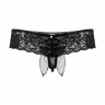 Шортики с бантиком открытые кружевные SoftLine Collection, черный, S/M