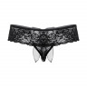 Шортики с бантиком открытые кружевные SoftLine Collection, черный, S/M