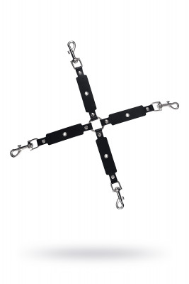 Сцепка Pecado BDSM, крестообразная с карабинами, для фиксации рук и ног, натуральная кожа, черный