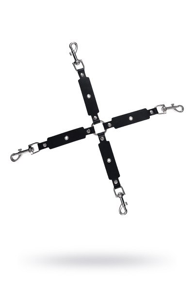 Сцепка Pecado BDSM, крестообразная с карабинами, для фиксации рук и ног, натуральная кожа, черный