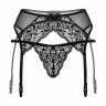 Пояс для чулок и стринги кружевные SoftLine Collection, черный, S/M