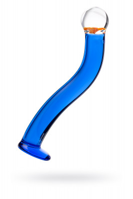 Нереалистичный фаллоимитатор Sexus Glass, стекло, синий, 21 см