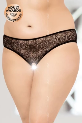 Трусики кружевные открытые SoftLine Collection, черный, S/M