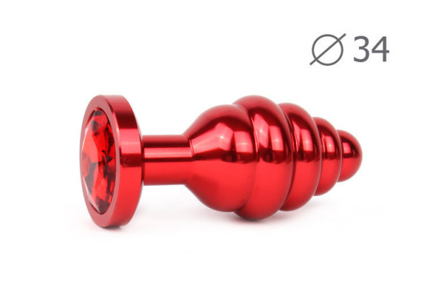 Втулка анальная "red plug medium" (красная), l 80 мм d 34 мм, вес 90г, цвет кристалла красный арт. ar-16-m