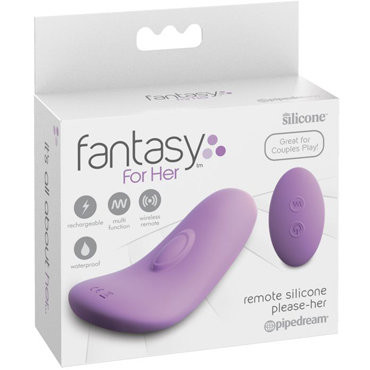 Pipedream Fantasy For Her Remote Silicone Please-Her, фиолетовый. Компактный вибростимулятор с пультом ДУ арт.67067