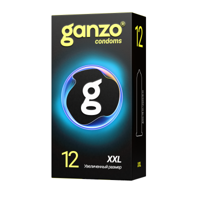 ПРЕЗЕРВАТИВЫ GANZO XXL 56 гладкие №12 BLACK EDITION (увеличенного размера), арт. 0701-119