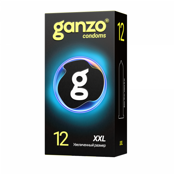 ПРЕЗЕРВАТИВЫ GANZO XXL 56 гладкие №12 BLACK EDITION (увеличенного размера), арт. 0701-119