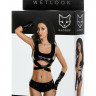 Комплект Glossy HALLE из материала Wetlook (топ, мини-шорты и перчатки), черный, L