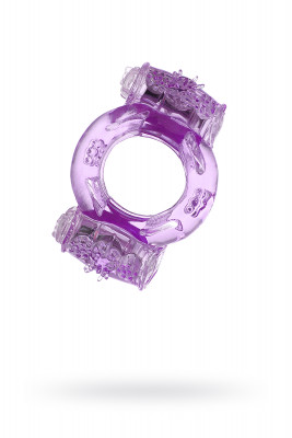 Эрекционное кольцо на пенис с двойной вибрацией TOYFA, TPE, фиолетовый