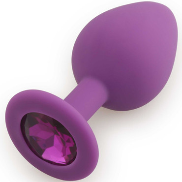 Play Secrets Silicone Butt Plug Medium, фиолетовый/фиолетовый. Средняя анальная пробка, из силикона с кристаллом арт.39784