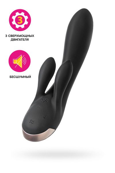 Вибромассажер Satisfyer Double Flex Connect App, черный, силикон