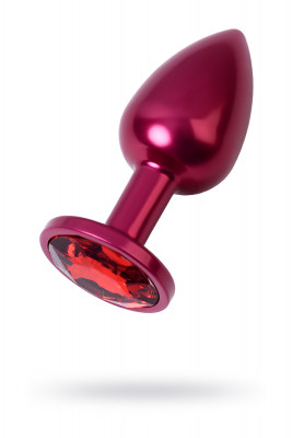 Анальная втулка Metal by TOYFA, металл, красная, с красным кристаллом, 7,2 см, 2,8 см, 50 г