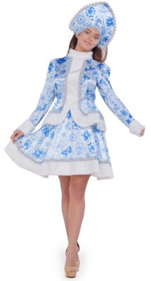 Карнавальный костюм «Снегурочка», голубые узоры, размер 46, рост 170 см арт.2220180