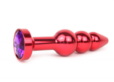 Анальная втулка красная, l 113 мм d 22x25x29 мм, вес 100г, цвет кристалла фиолетовый арт. qred-04