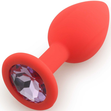Play Secrets Silicone Butt Plug Small, красный/светло-фиолетовый. Маленькая анальная пробка, из силикона с кристаллом